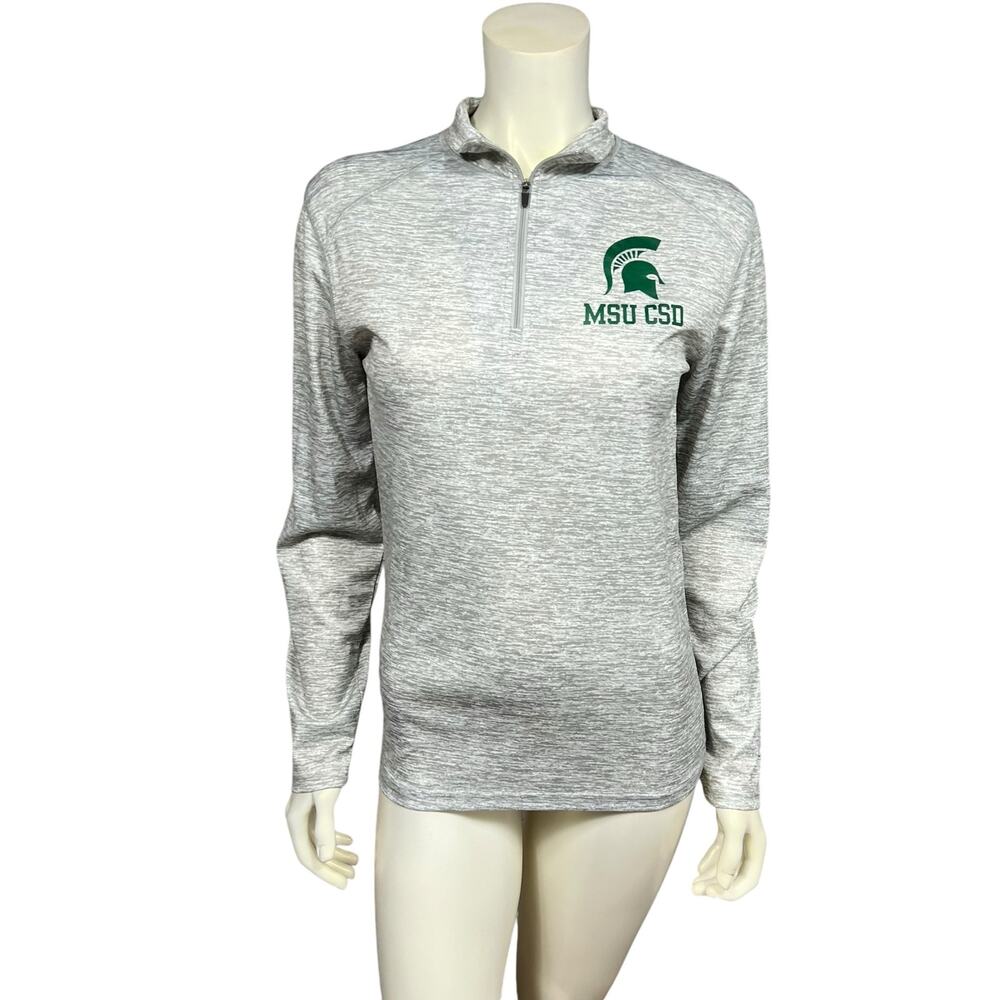 Vintage MSU CSD Grey Quarter-Zip Pullover Sweatshirt Size XS